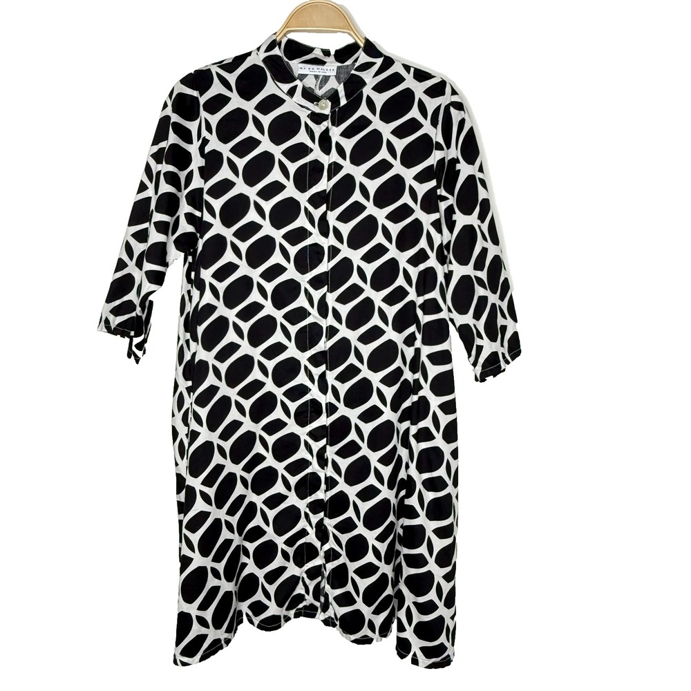 Bryn Walker XXS Black & White Cotton Winona Lagenlook Tunic Dress‎ Pockets